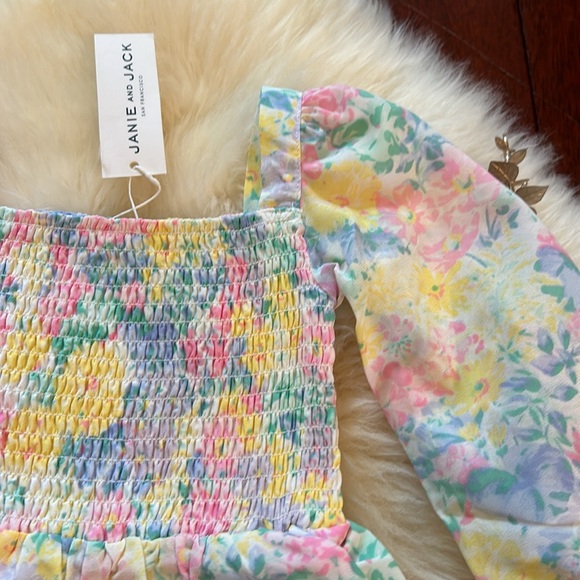 NWT Janie and Jack pastel floral long sleeve shorts romper girls with pockets! - Picture 3 of 4